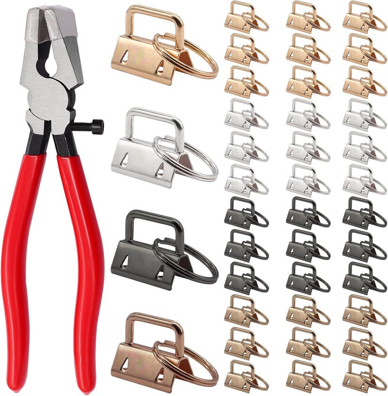 weideer 40 Sets Key Fob Hardware with Key Fob Plier Glass Running Pliers for Wristlet Key Fobs/Key Lanyard/Key Chain Hardware InstallK-082-40 - Image 1